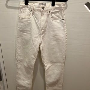 Everlane High Rise Straight Jeans in White